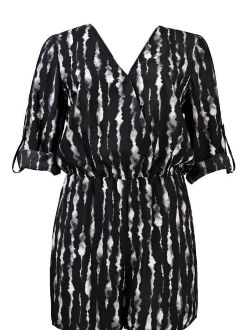 Muse Cuffed Sleeve Elastic Waist Printed Chiffon Romper